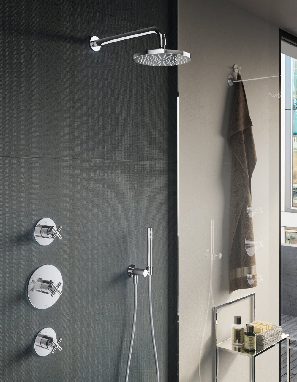 Get Together IBS3CR complete thermostatic shower built=in set with two shut-off valves