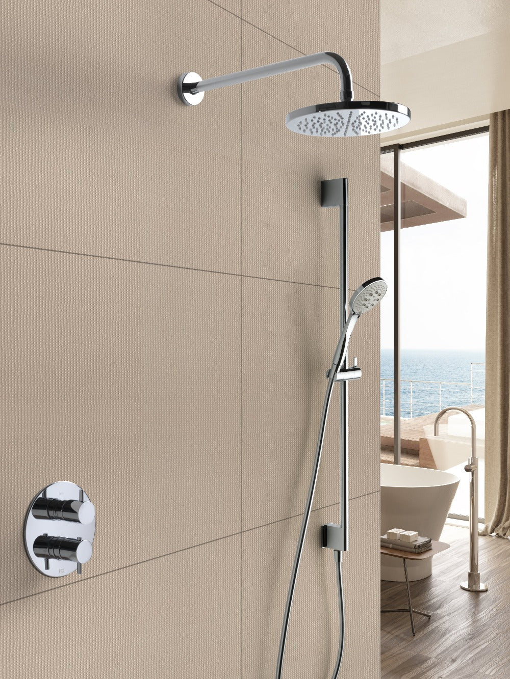 Get Together IBS2ACR complete thermostatic shower built=in set with two shut-off valves